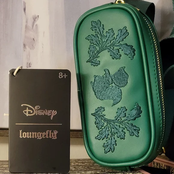 Bambi Loungefly X Disney Green Quilted Pattern Crossbody Sling Matching Coin Bag - Picture 6 of 16